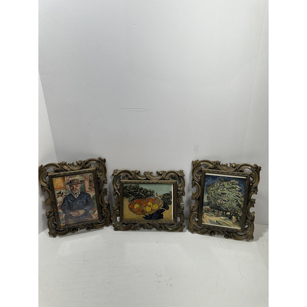 Lot 3 Vintage Norleans Picture Frame Ornate Victorian Style Van Gogh Art Prints